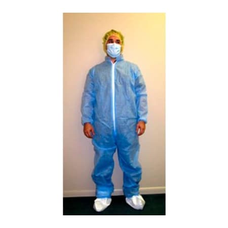 Keystone Safety SMS Coverall, Elastic Wrists & Ankles, Zipper Front, Single Collar, Blue, 4XL, 25/Case CVLSMSREG-E-BLUE-4XL
